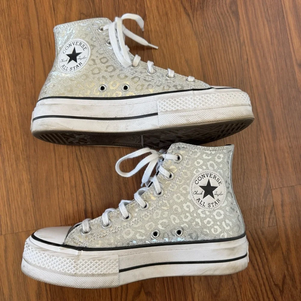 Converse Silver Glitter Women's High-Top Sneakers - Picture 3 of 8